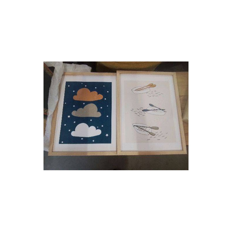 CADRE BOIS NUAGES OU BARQUES