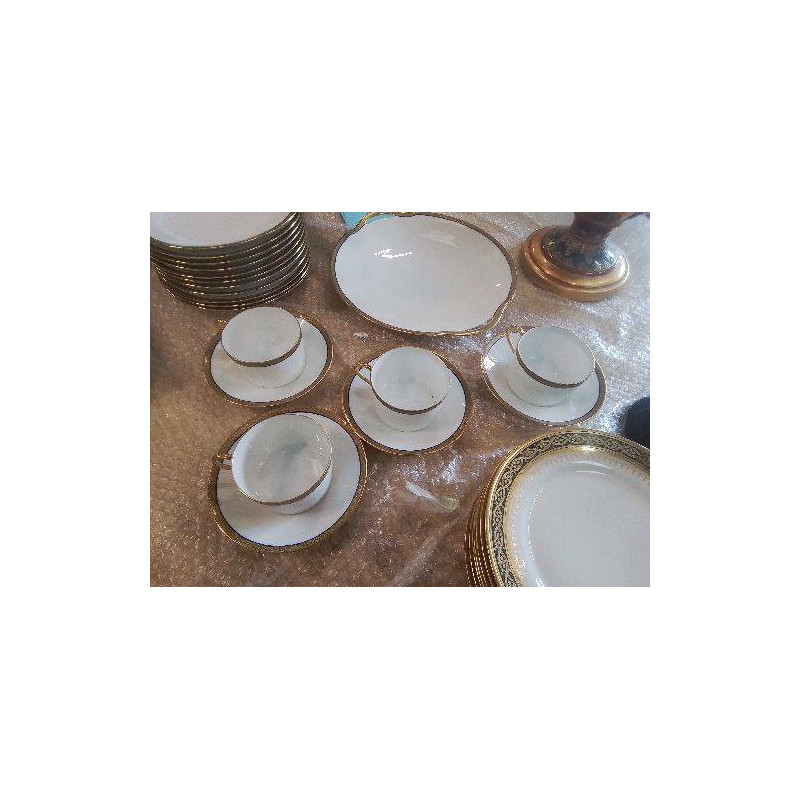 4 TASSES LIMOGES ET COUPELLES LISERE DORE JB ET CIE