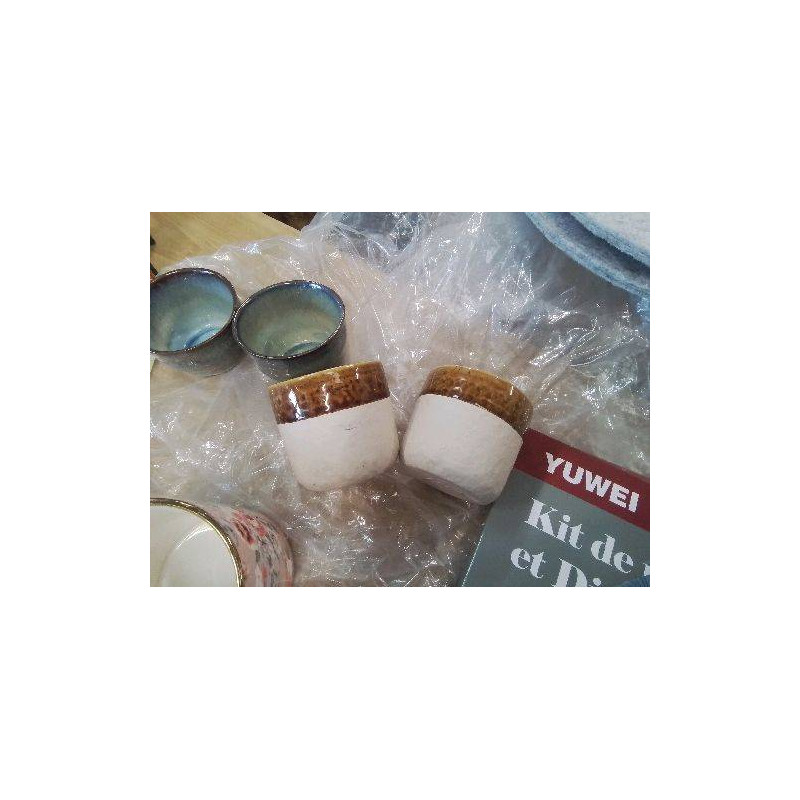 TASSE A EXPRESSO BOL EMAILLE MARRON GRIS POMAX