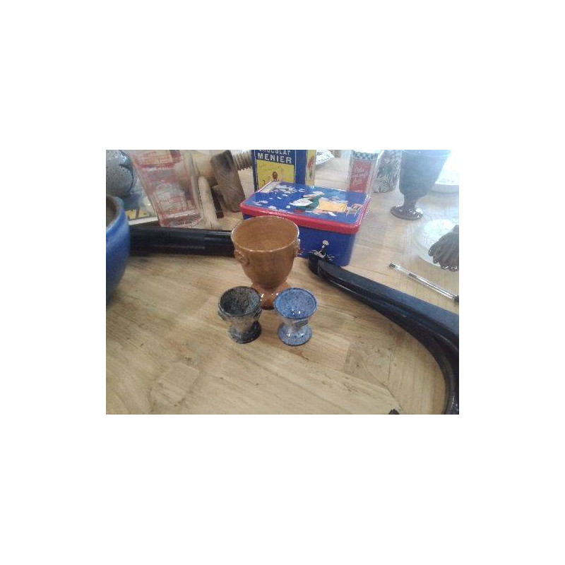 LOT 3 COQUETIERS ET UN CALICE POTERIE KURTZE