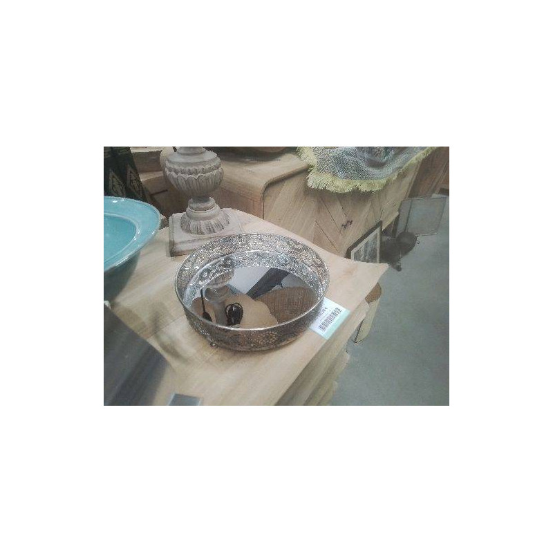 PLAT METAL AJOURÉ FOND MIROIR
