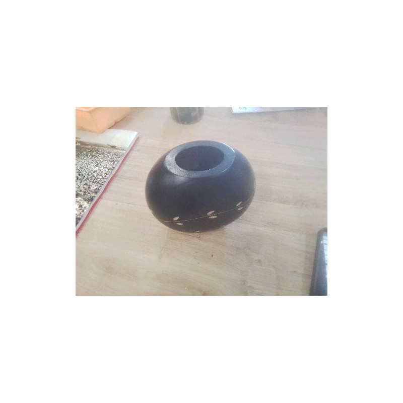 VASE BOULE BOIS NOIR GRAVE
