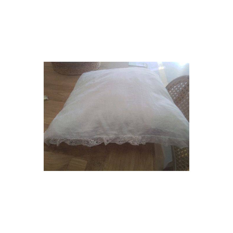 COUSSIN ET HOUSSE COTON BLC DENTELLE ANCIENNE