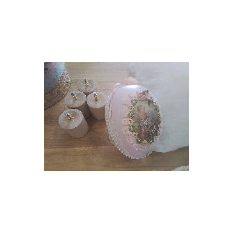 GROS OEUF DECO ROSE DENTELLE PÂQUES EN L’ÉTAT 