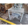 TABLE BUREAU PATINÉ  GRIS ARGENT PLAQUE VERRE