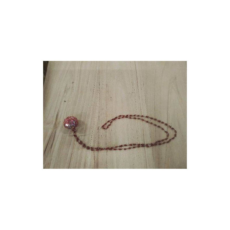 COLLIER BOULE ROUGE INDE AVEC CHAINE PERLES ROUGES
