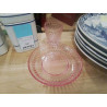 ASSIETTE COUPELLE ROSE ET VERRE POINTE DE DIAMAND VILLEROY ET BOCH