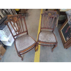 CHAISE ART NOUVEAU TISSU RAYÉ 