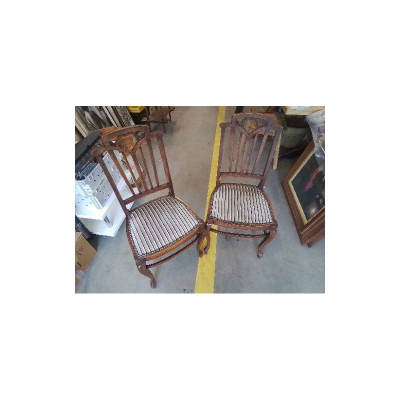 CHAISE ART NOUVEAU TISSU RAYÉ 