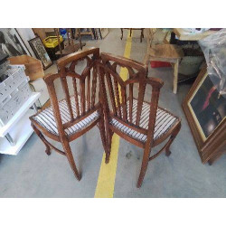 CHAISE ART NOUVEAU TISSU RAYÉ 
