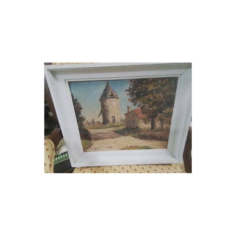 TABLEAU PEINTURE FERME ENCADREMDNT PEINT BLANC 