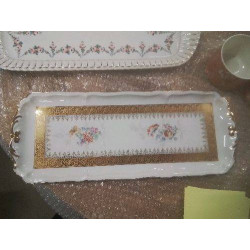PLAT A CAKE LIMOGES FLEURS...