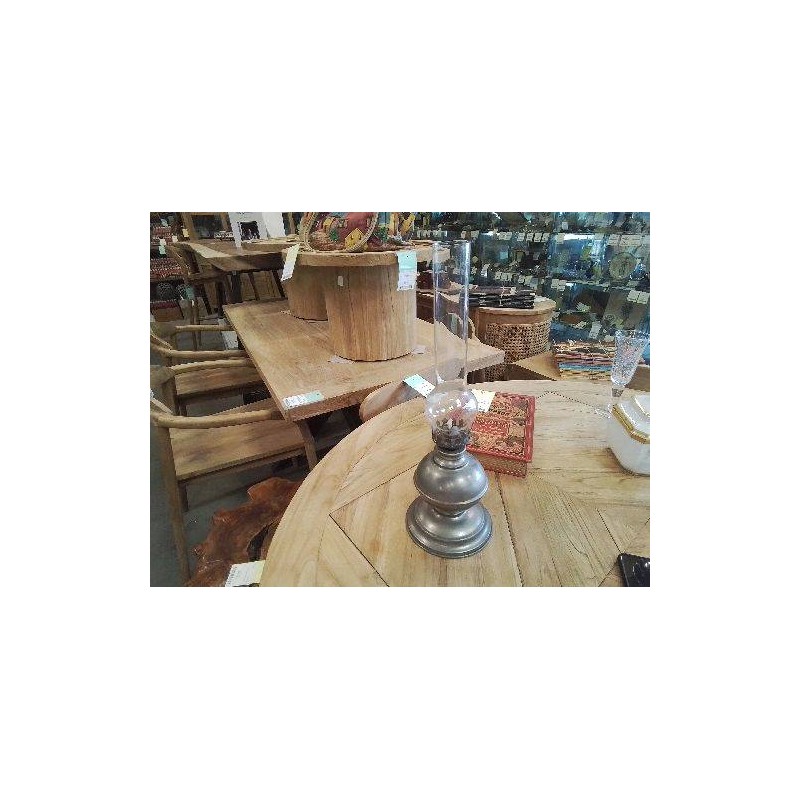 LAMPE A HUILE ETAIN AVEC VERRE
