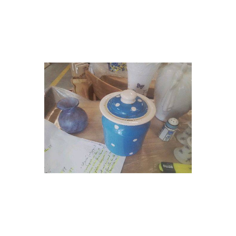 POT ANGLAIS BLEU POIS BLANCS CLOVERLEAF AVEC COUVERCLE 