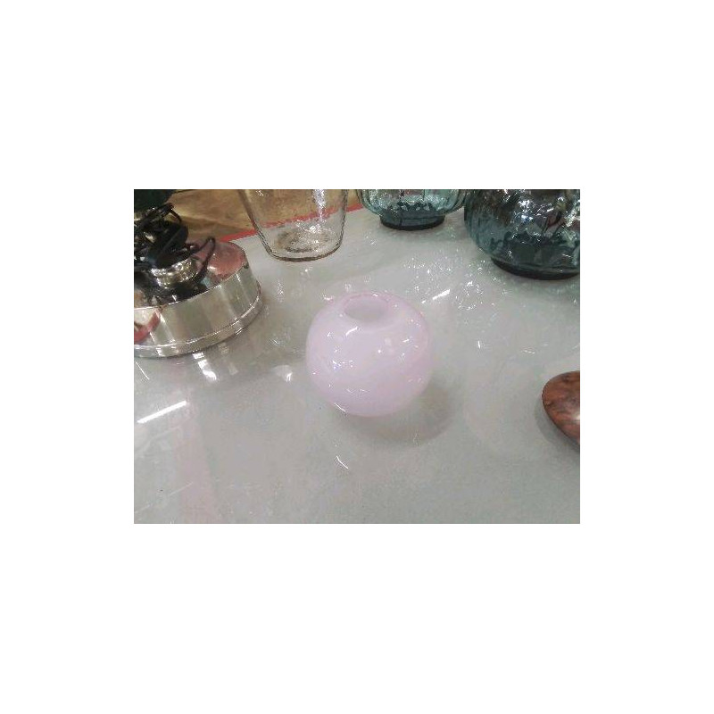 VASE BOULE PATE DE VERRE ROSE