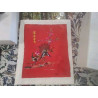 BRODERIE SUR SOIE ASIE RGE PAONS