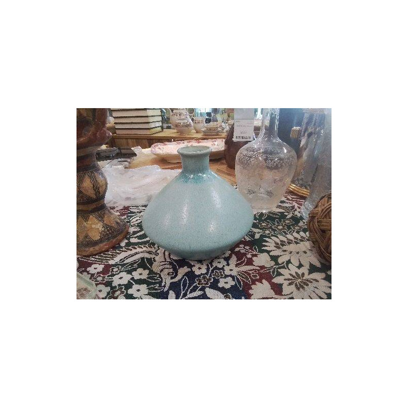 VASE CERAMIQUE MM CONIQUE BLEU TURQUOISE MOUCHETÉ 