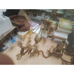 LUSTRE BRONZE 3 BRANCHES DORÉ