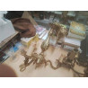 LUSTRE BRONZE 3 BRANCHES DORÉ