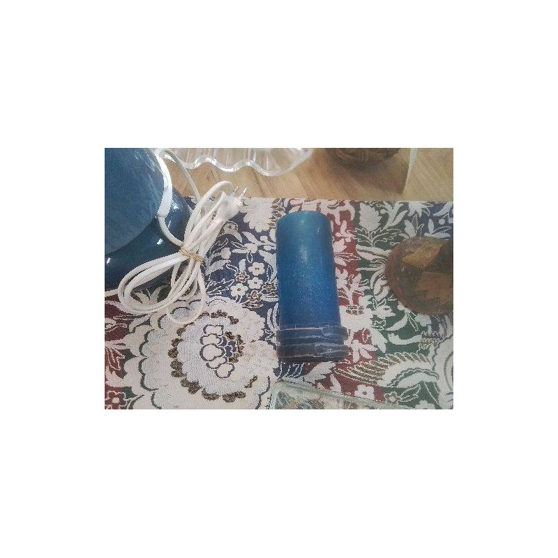 PETIT VASE EN PATE DE VERRE SOUFFLÉ BLEUE VINTAGE