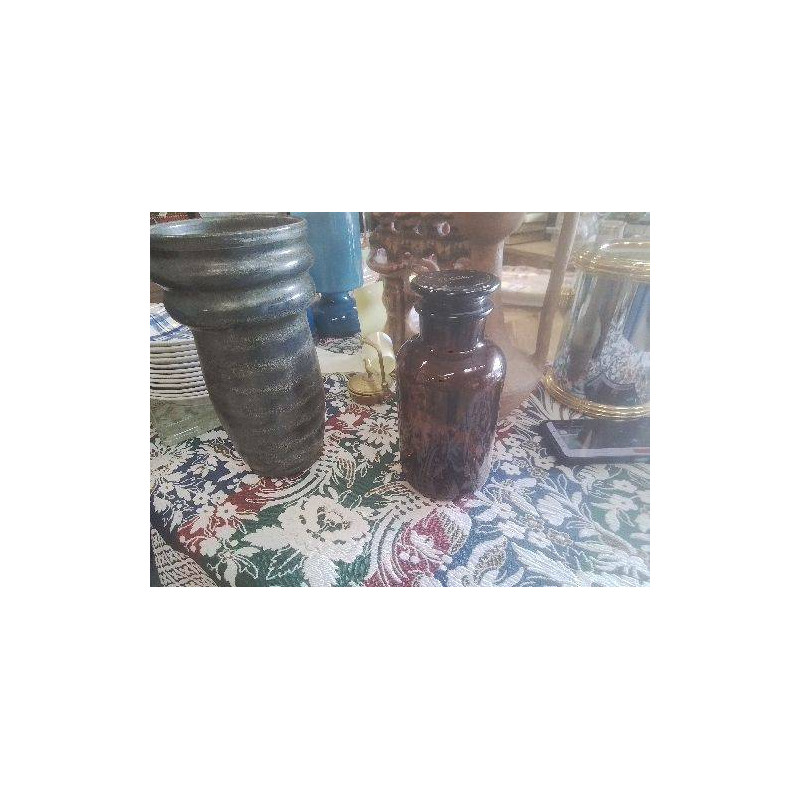 POT PHARMACIE APOTHICAIRE VERRE FUMÉ ET BOUCHON