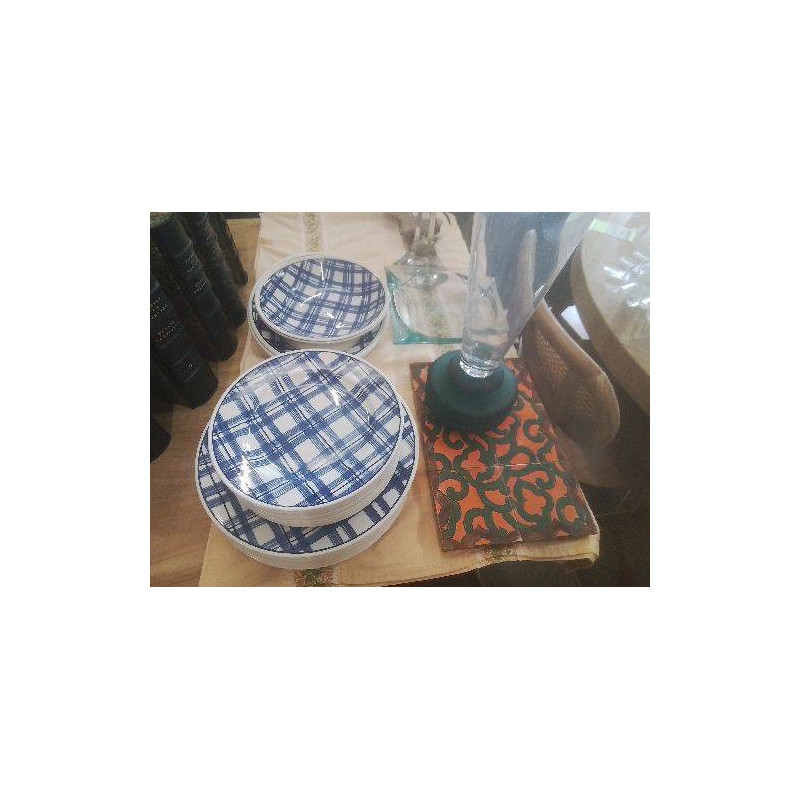 SERVICE IKEA CARREAUX DE TORCHON BLEUS 24 PIECES