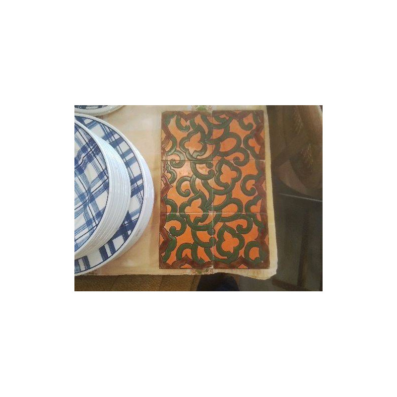 DESSOUS DE PLAT CARREAUX ORANGE VERT