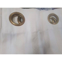 PAIRE DE RIDEAUX RAYE BEIGE ECRU 200X220 CM