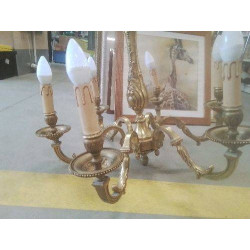 LUSTRE 6 BRANCHES BRONZE