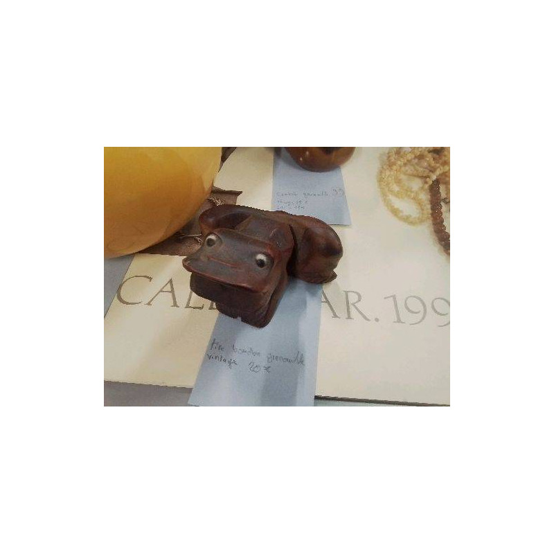 TIRE BOUCHON BOIS GRENOUILLE VINTAGE 
