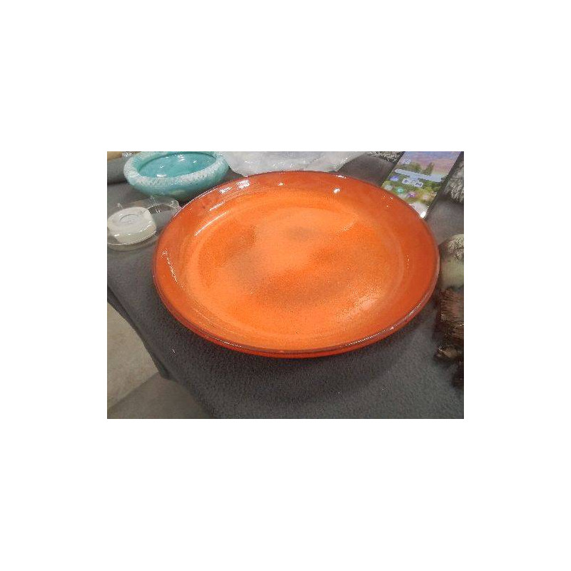 PLAT ROND ORANGE ÉMAILLÉ VINTAGE