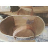 PANIER ANSES CUIR CARREAUX VICHY PM BLANC MARRON