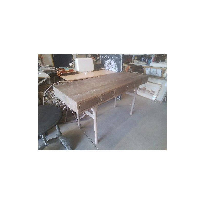 TABLE CONSOLE BUREAU 3 TIROIRS TIKAMOON