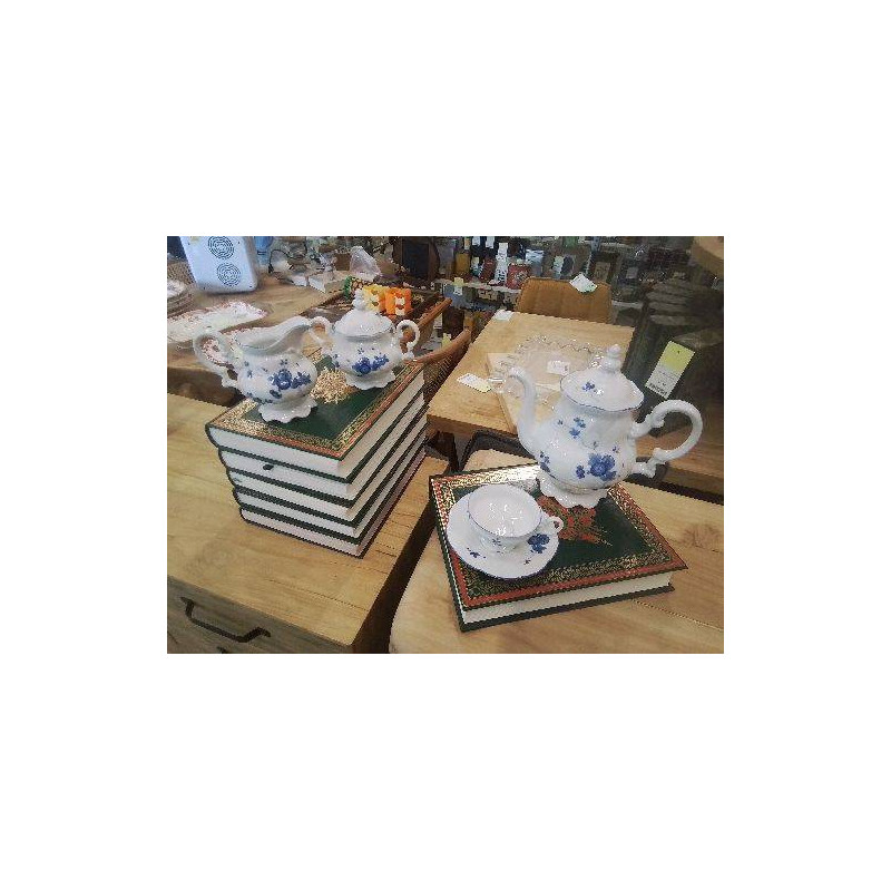 ENS A CAFE PORCELAINE BLEU BLANC 