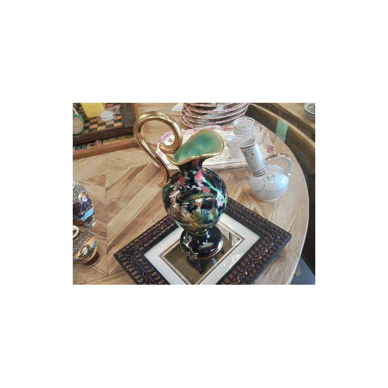 VASE BECQUET QUAREGNON DECOR FLEURS PERSVONNAGES ASIATIQUES