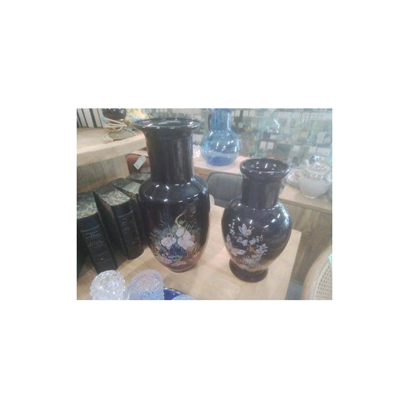 VASE STYLE JAPONISANT CERAMIQUE GM HERONS