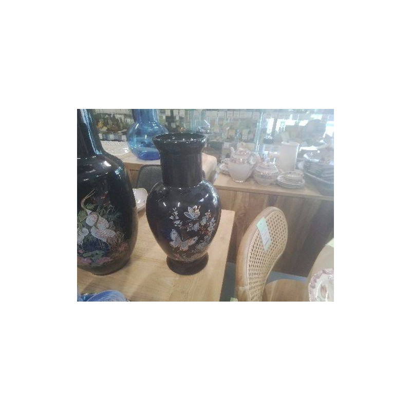 VASE NOIR GM CERAMIQUE PAPILLONS