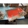 PLATEAU VINTAGE PEINTURE SUR VERRE DECOR JAPON