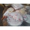 PLAT RECTANGULAIRE VINTAGE VERRE AVEC ROSES