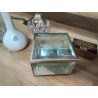 BOITE VINTAGE VERRE GRAVÉ BISEAUTÉ COFRET BIJOUX 