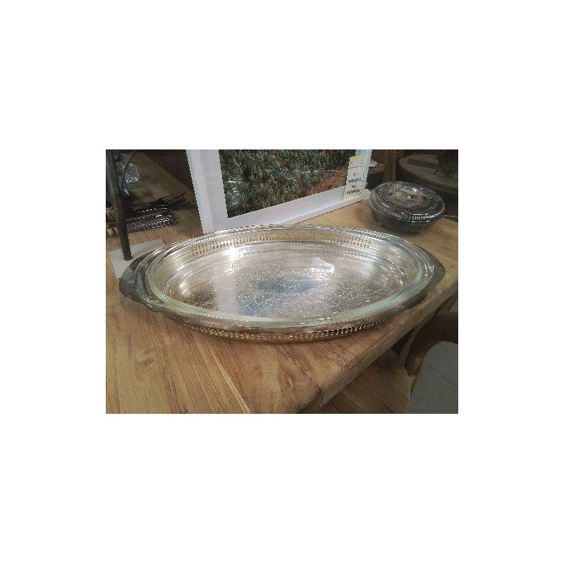 PLAT DE SERVICE OVALE METAL PYREX MADE IN USA