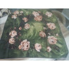 FOULARD VINTAGE VERT FLEURS SOIE SIGNÉ CHARDON