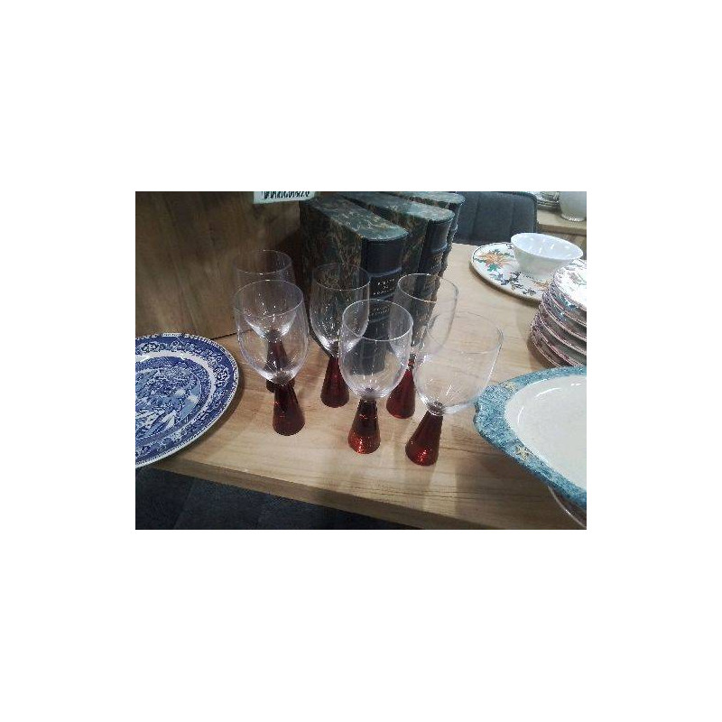 LOT 6 VERRES PIED CONIQUE AMBRÉ 