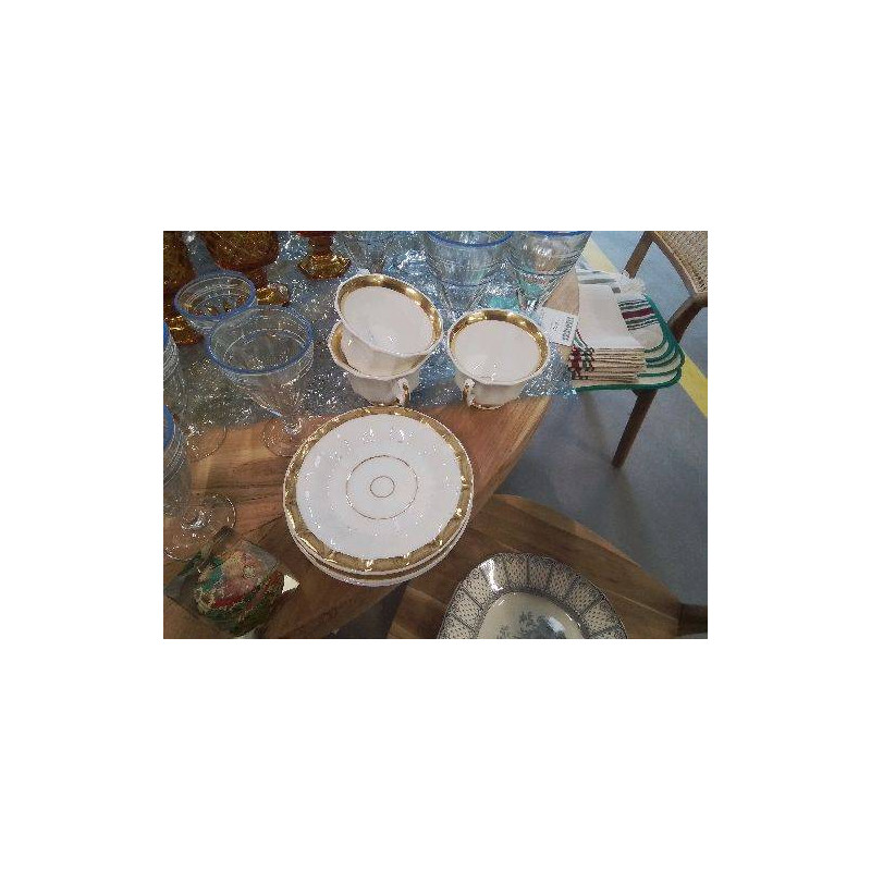 TASSE SOUCOUPE BLC LISERET DORÉ 