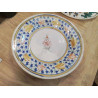 PLAT ANC CREUX DECOR BLEU JAUNE FLEUR ROUGE