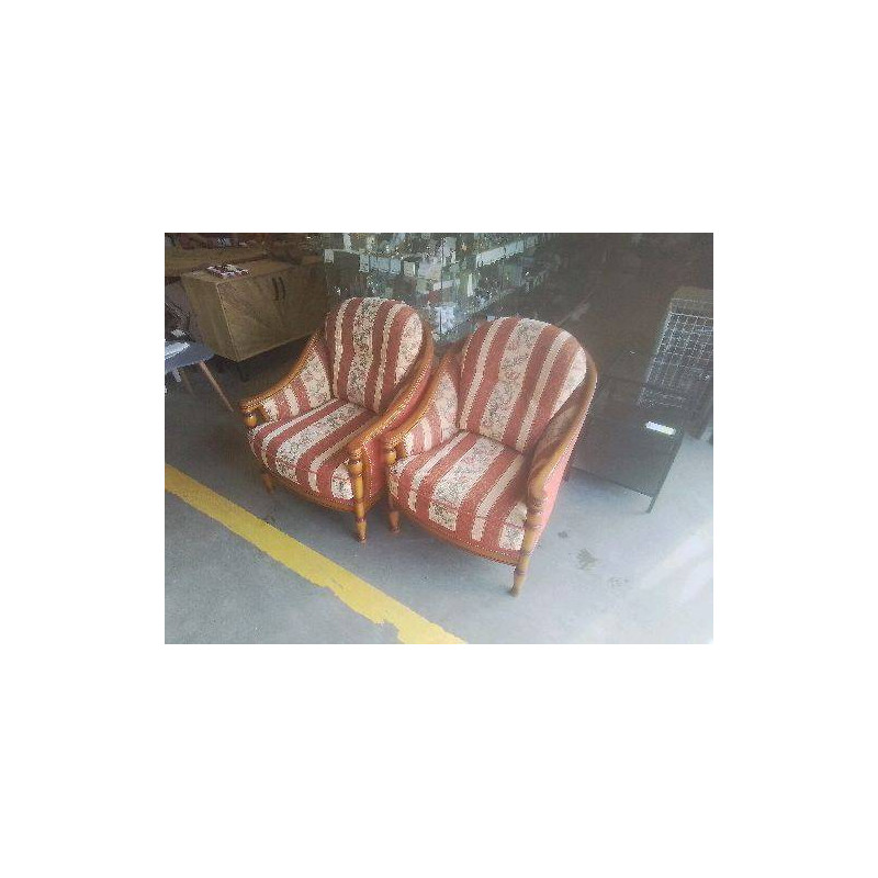 FAUTEUIL ROUGE RAYÉ FLEURS