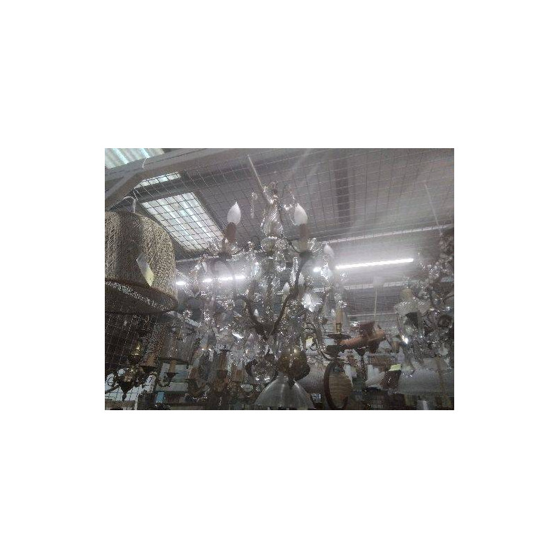 LUSTRE BRONZE CRISTAL 1 BRANCHE EN L’ETAT 