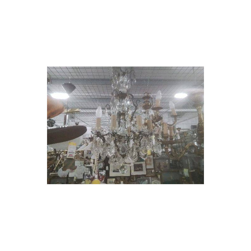 LUSTRE BONZE CRISTAL PAMPILLES POINTE