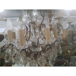 LUSTRE BONZE CRISTAL PAMPILLES POINTE