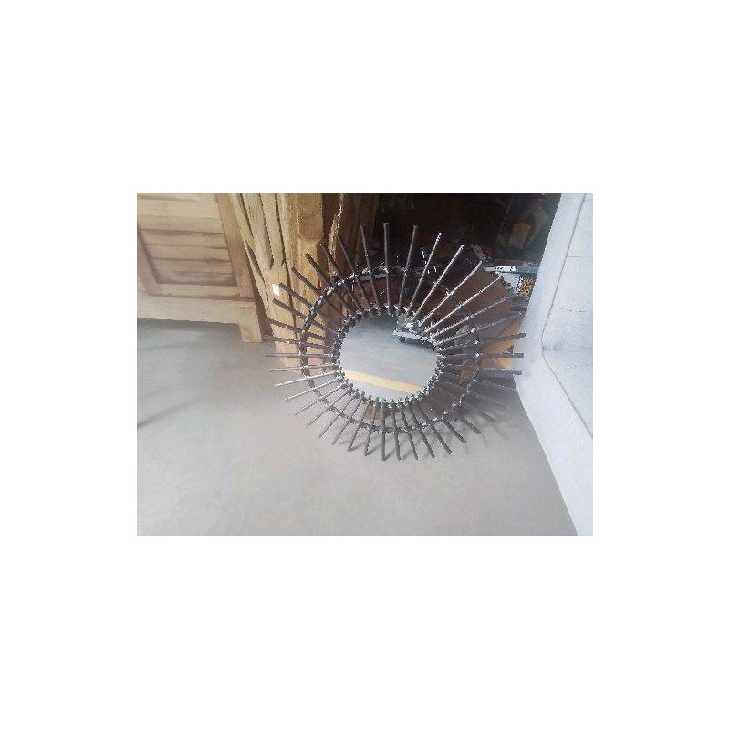 MIROIR BOIS ROTIN ROND NOIR